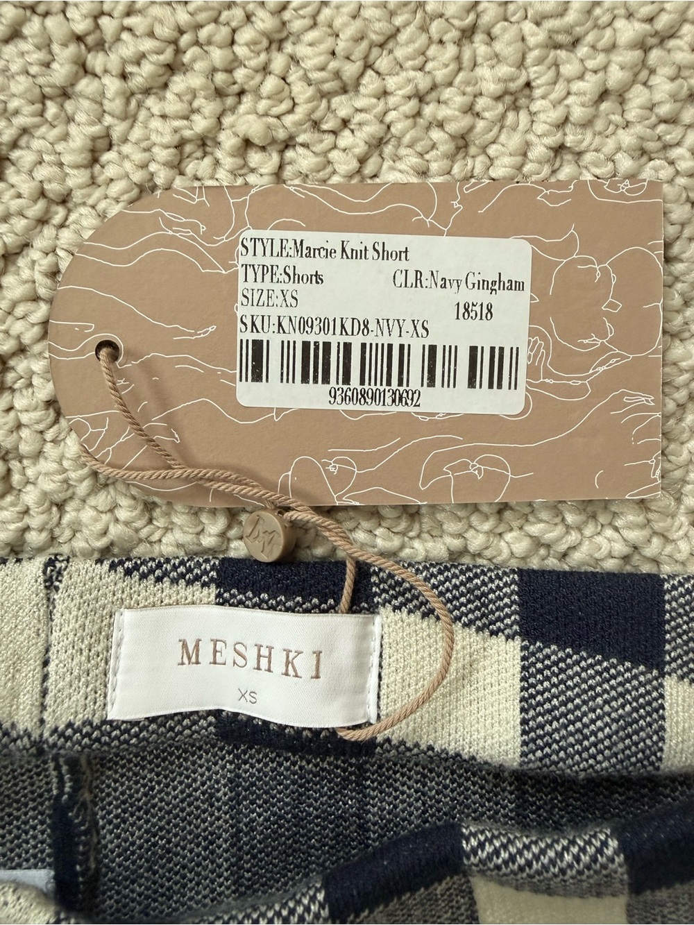 Meshki Navy & Cream Gingham Knit Shorts - Picture 2 of 5